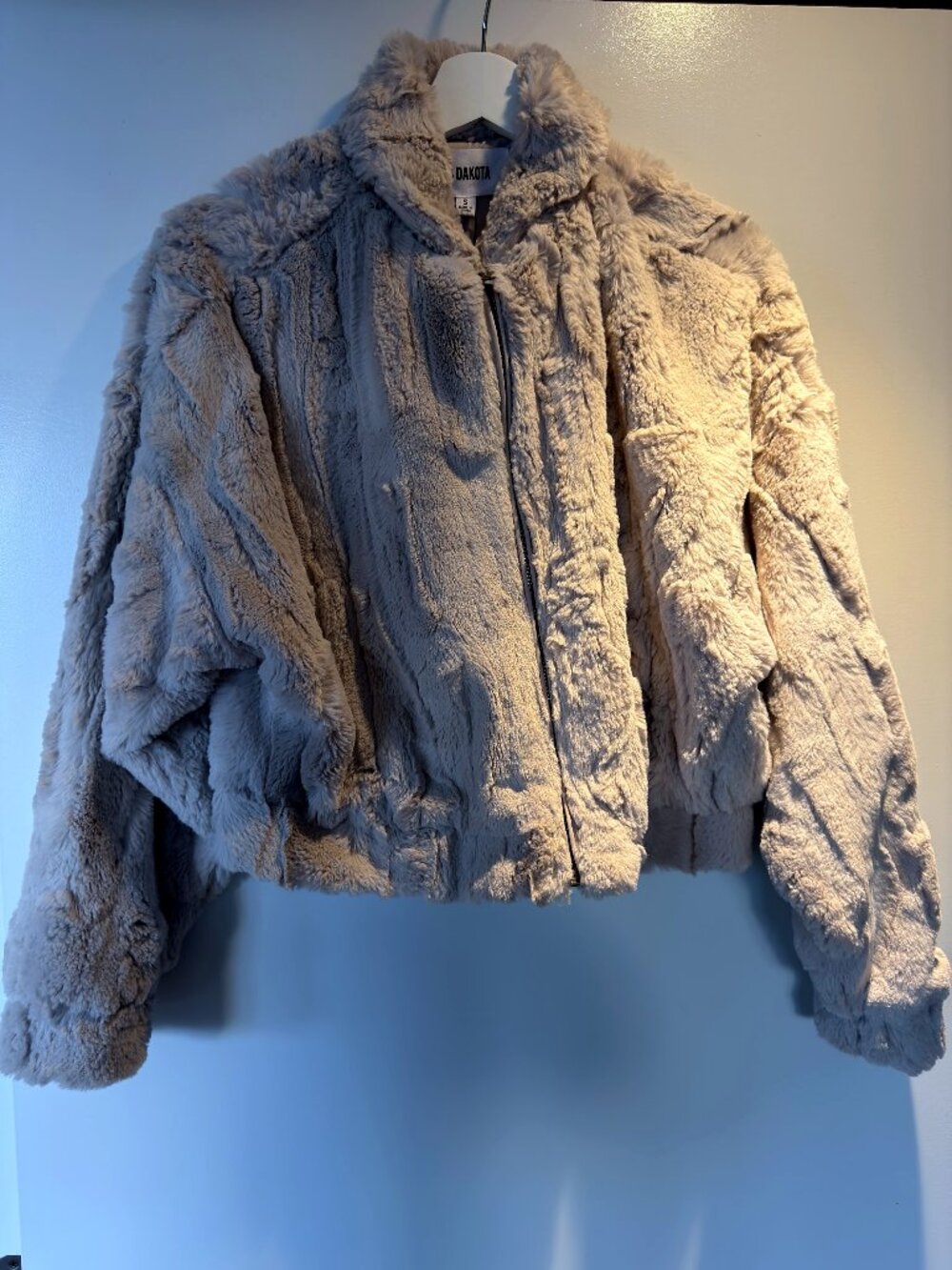 BB Dakota Irma Faux Fur Cropped Jacket Grey NWT S